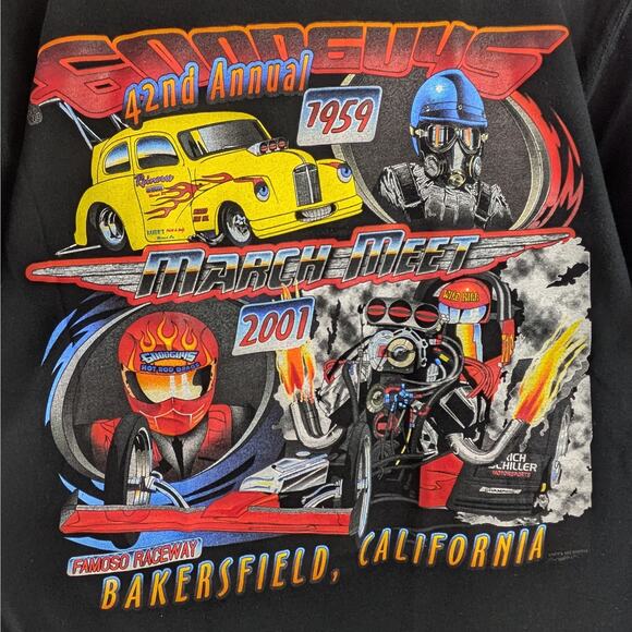 Vintage 2001 Y2K Mens L Drag Racing T-Shirt Goodguys 42nd March Meet Fomoso CA - Picture 3 of 7